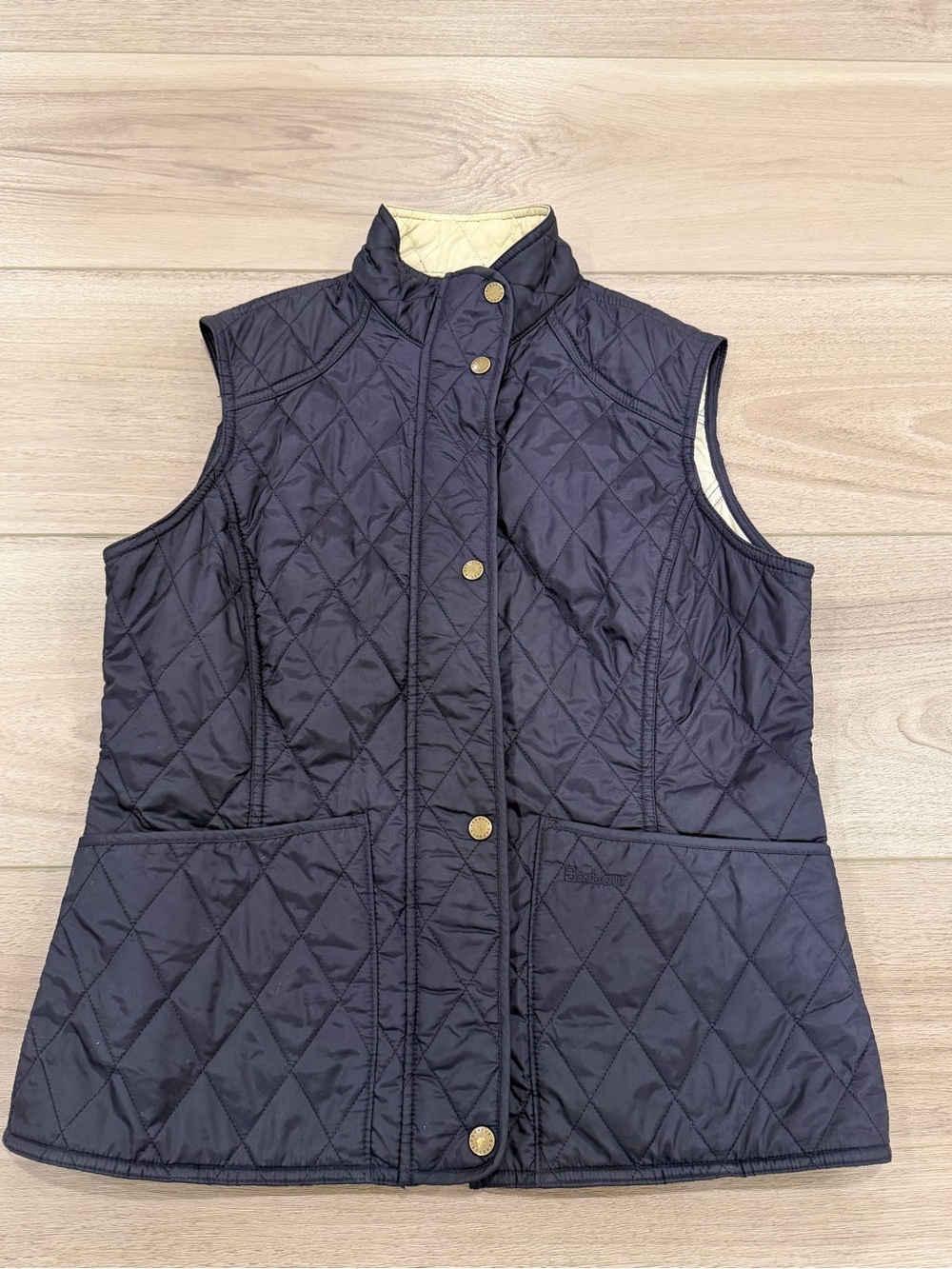 Barbour Navy Summer Liddesdale Quilted Gilet Vest Full Zip Womens Size US 8